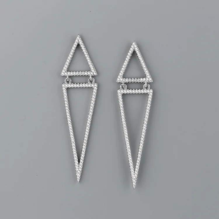

CMajor Latest S925 Sterling Silver Imported 7A Cubic Zircon Creative Triangle Shape Simple Fashion Stud Earrings for Women