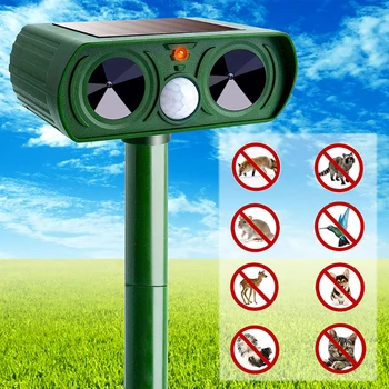 

Upgraded Pest Repeller Solar Animal Repeller Ultrasonic Animal Deterrent Chaser Waterproof Solar Powered Garden Pest Repeller