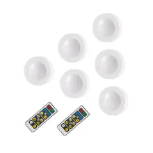 Светодиодный светильник для шкафа двойной цвет Шайба свет беспроводной под шкафом свет с питанием от батареи Ночной свет дистанционный диммер функция синхронизации