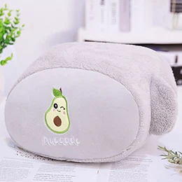 Avocado Подушка с вышитыми животными, сохраняющая тепло, пушистая зимняя подушка с отверстиями, динозавр, авокадо, гигантская панда, кактус, плюшевая подушка, 30*25 см - Цвет: Avocado