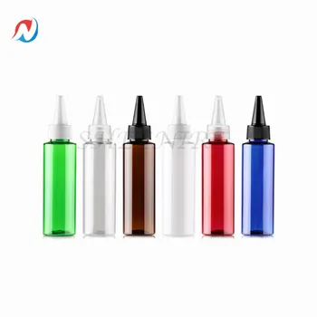 

FreeShip 12pack 100ML 1.34OZ Plastic PET Flat Shoulder Bottle with Pointed Mouth Top Cap for Essential Oils, Liquid