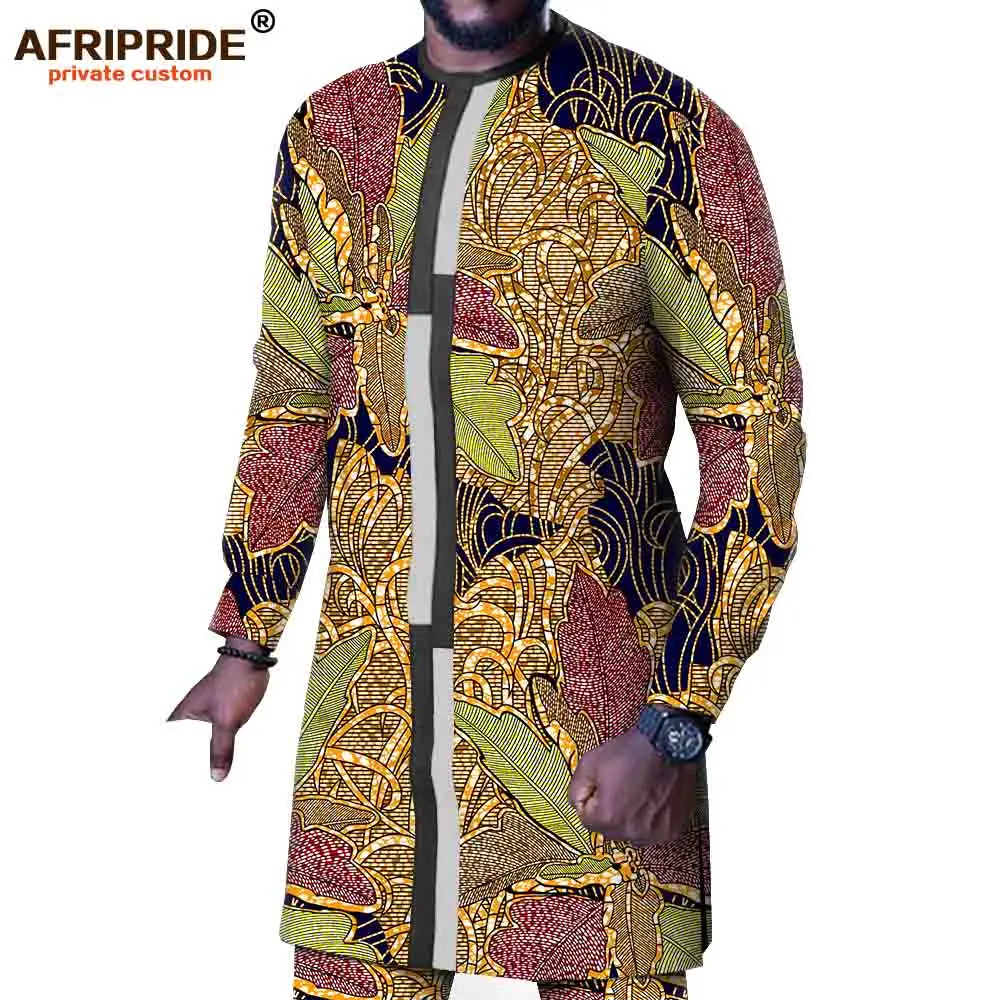 70% OFF Men`s Suit African Print Shirts Ankara Pants Set Dashiki Clothing Tribal Outfit Wax Attire Traditional Set AFRIPRIDE A1916068B