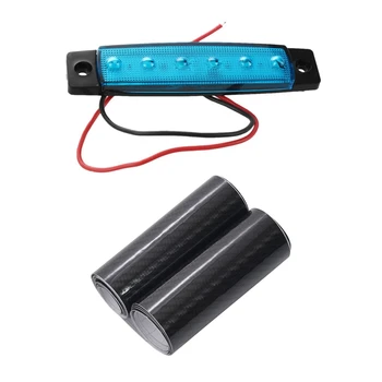 

24V 6 SMD LED car light blue Light & 10cm x 152cm 5D Carbon Fiber Car Wrapping Vinyl Film Motorcycle black