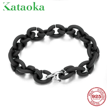 

European Jewelry Bracelet for Women men Silver Fashion Trendy Chains color black Hard Rubber X Bracelets Jewellery