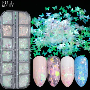 

3D Butterfly Slice Nail Sequins Flakes Mermaid Holographic Nail Glitter Spangles Polish Manicure Nails Art Decorations CHHW-2