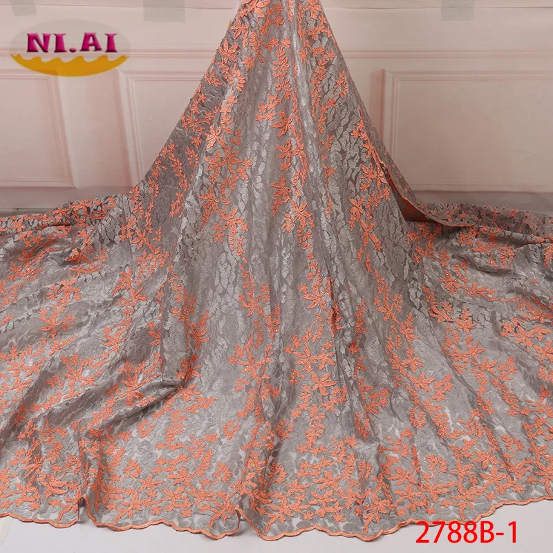 

NIAI Embroidered French Mesh Lace Fabric Latest 2019 Nigerian Lace Fabric High Quality Wedding African Lace Fabric XY2788B-1