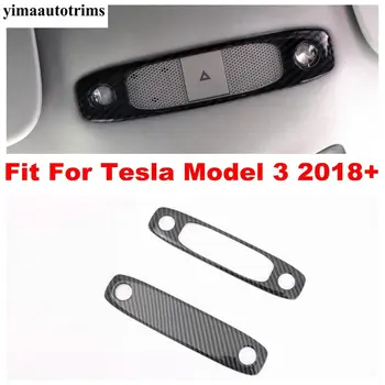 

Front / Rear Roof Reading Lights Lamps Cover Trim For Tesla Model 3 2018 2019 2020 Carbon Fiber Interior Refit Kit Accessories