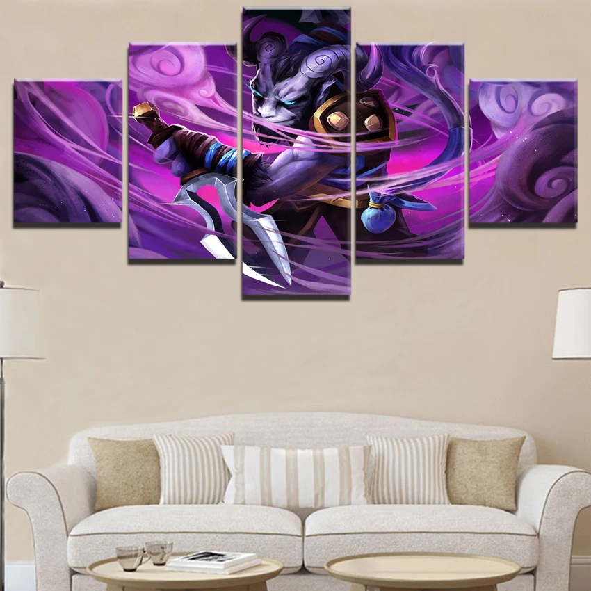  Wall Art Canvas Game Pictures For Living Room 5 Pieces Creature Dagger DotA 2 Riki Warrior Painting
