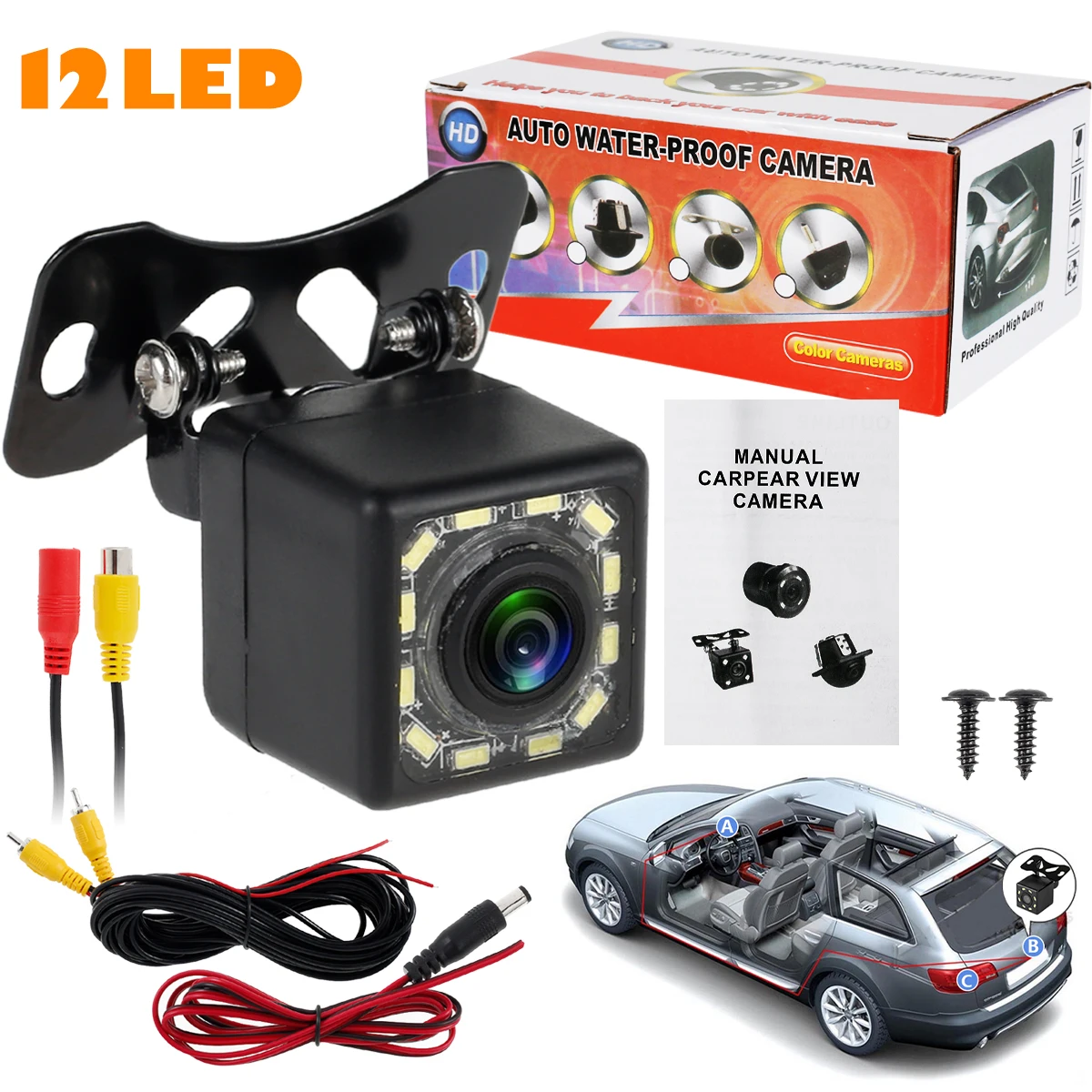 Car Backup Camera 12 LED Night Vision Rear View 12V IP66 Waterproof Reversing | Автомобили и мотоциклы