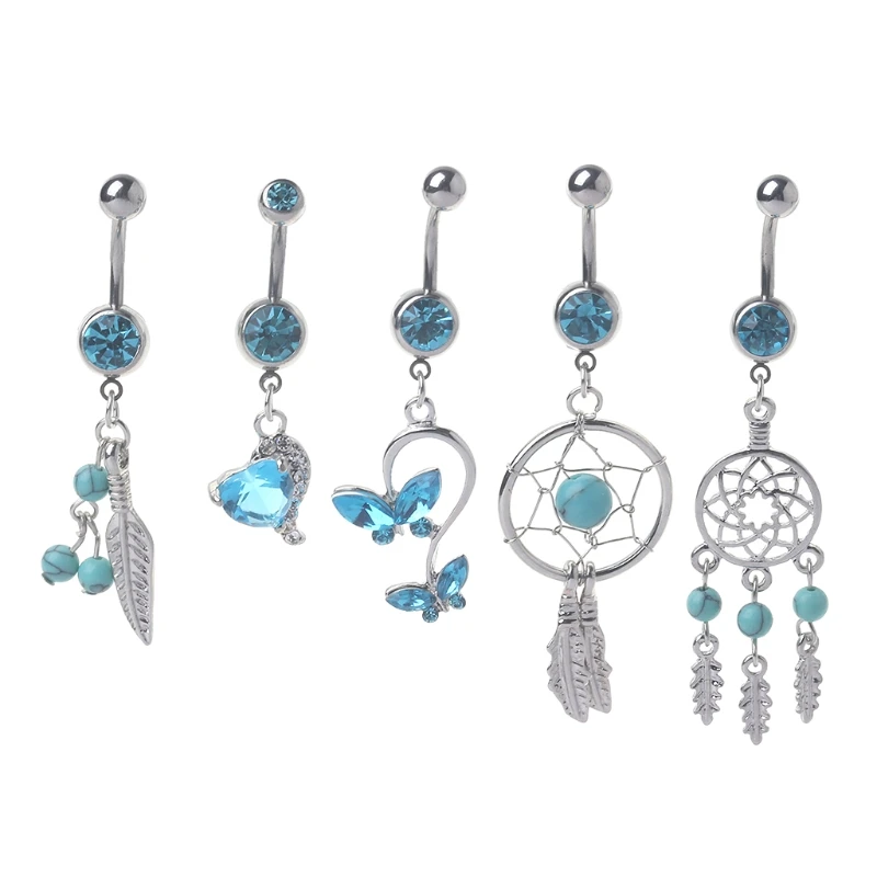Blue Dream Catcher Belly Button Rings Dreamcatcher Belly Button Ring