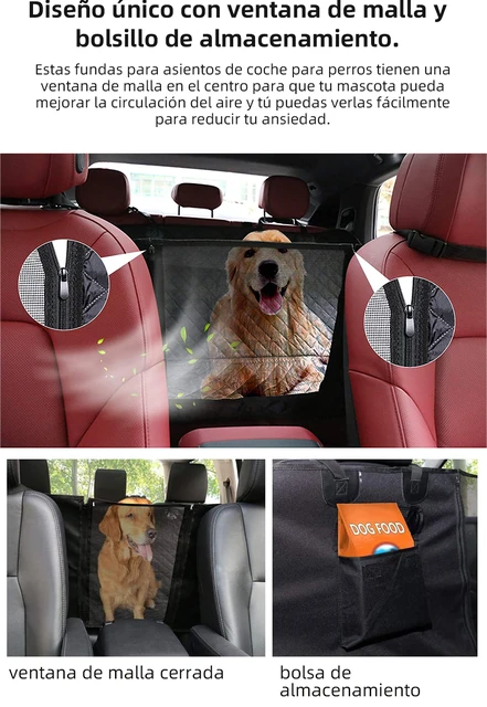  njnj Funda de asiento de automóvil para perro para asiento  trasero, impermeable, media hamaca para autos, protector de asiento trasero  para mascotas, duradero, asiento elevador antideslizante para perros  pequeños, medianos y