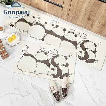 

Hot Cartoon Oil-proof Household Strip Kitchen Mat PVC Waterproof Non-slip Mat Home Leather Foot Mat Can Scrub Bedroom Carpet