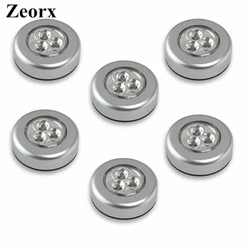 

ZEORX 6pcs Battery Powered Click 3-LED Push Light Lamp For Pathway Staircase Wall Fridge LED Night Light Emergency Lighting