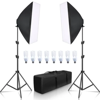 

Photography Softbox Lightbox Kit 8 PCS E27 LED Photo Studio Camera Lighting Equipment 2 Softbox 2 Light Stand with Carry Bag