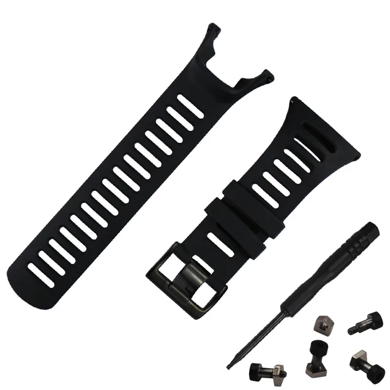 Резиновый ремешок для часов Suunto Ambit 3 пиковый/спортивный/бег/2/2 S/2R/1 умный браслет со стальной застежкой - Цвет ремешка: Black buckle screw 2