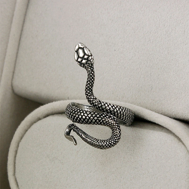 Панк Металл змея кольцо унисекс регулируемые черные Серебряные Кольца для ночного клуба личности ювелирные изделия