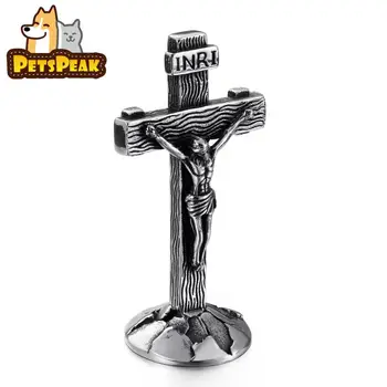 

Vintage Christian Cross INRI Crucifix Jesus Statue Home Office Desk Ornament