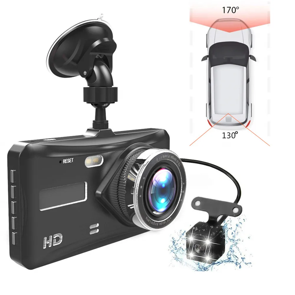 Car Follower 4" Full HD 1080P Car DVR IPS Car Camera Dual Lens Dash Cam G-sensor Parking Front+Rear View Camera Video Recorder