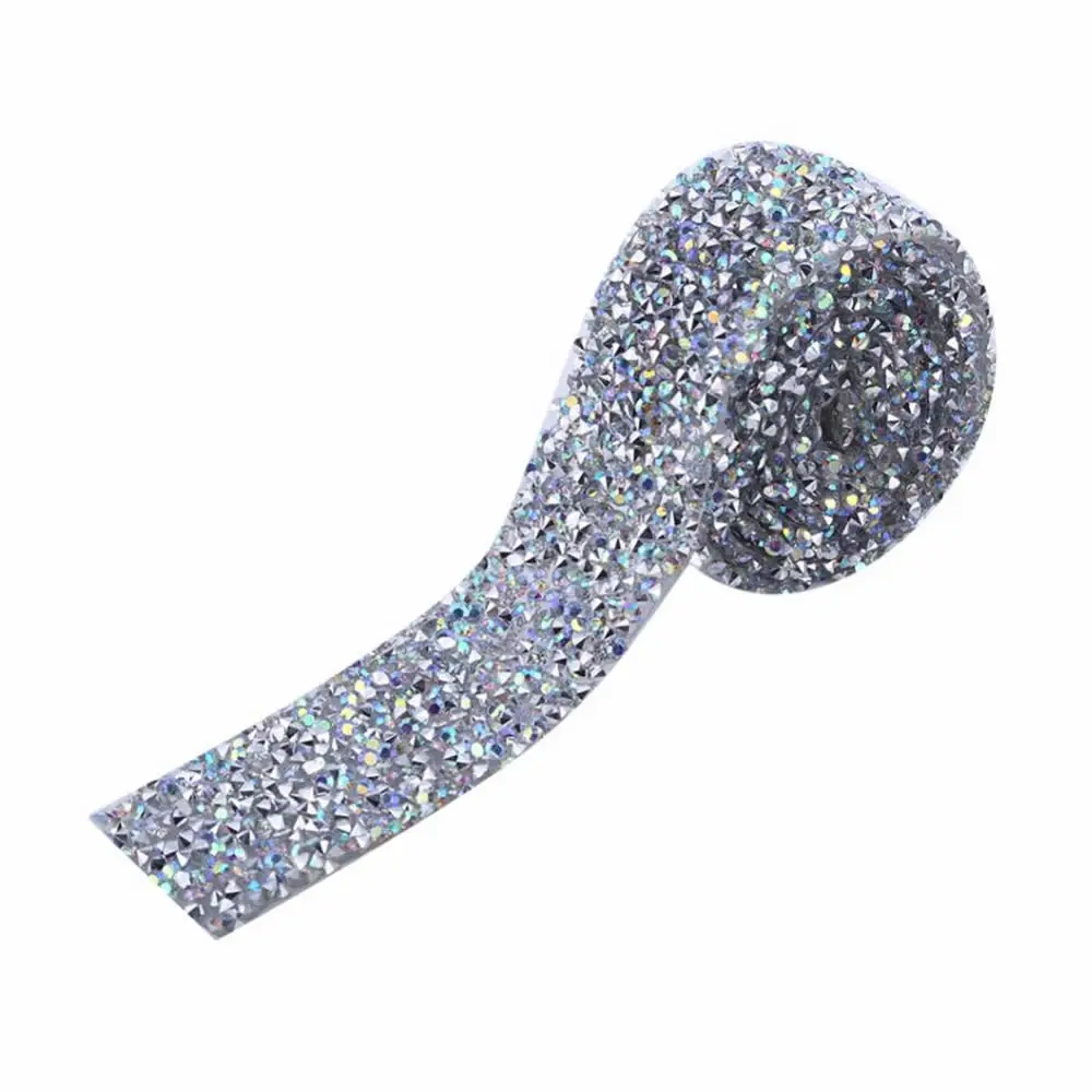 

1yard 3cm Bling Diamond Mesh Wrap Ribbon Silver Rhinestone Mesh Roll Tape Tulle Crystal Ribbon Cake Wrap Mesh Birthday Decor