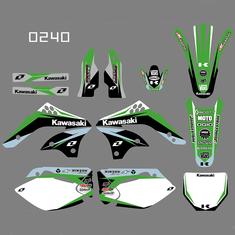 Для KAWASAKI KXF450 2006 2007 2008 Графика наклейки на заказ Номер Наименование лента 3M Полный Мотоциклетные аксессуары