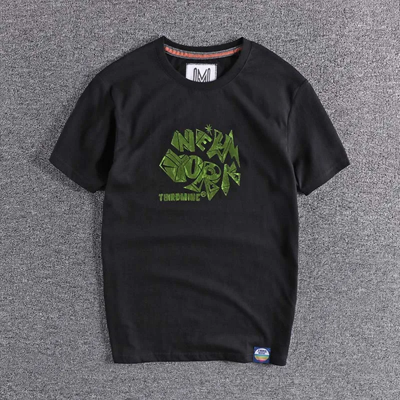 

New green letter print in summer 2020 for European and American men's round neck short sleeve T-shirt high quality tops T sale