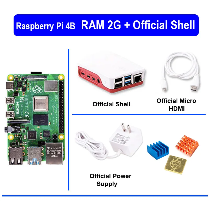 Raspberry Pi 4 Model B с 1/2/4GB Оперативная память BCM2711 Quad core Cortex-A72 ARM v8 1,5 ГГц Поддержка 2,4/5,0 ГГц WI-FI Bluetooth 5,0 - Комплект: Комплект 5