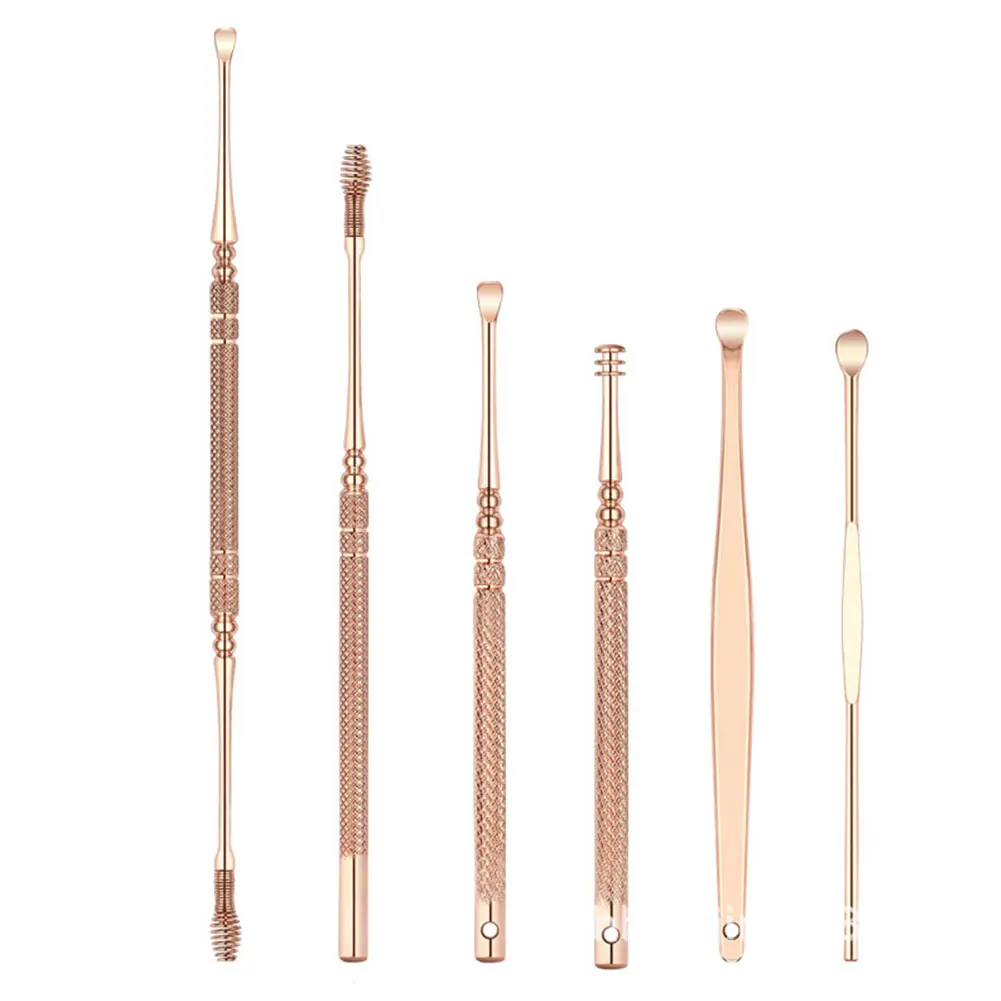 Спиральная головка Циркулярный инструмент копать прочный Совок очиститель ухочистки 6 шт./компл. Ears Care Нержавеющая сталь воск для удаления ушной серы сборщиков