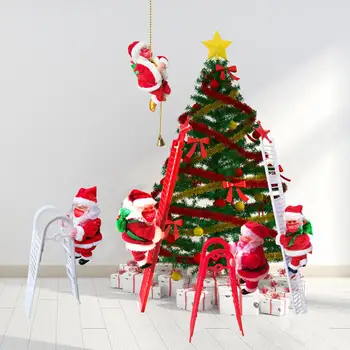 

Christmas Electric Santa Claus Climbing Ladder Doll Music Creative Xmas Decor Kid Toy Gift exquisite facial expression toy