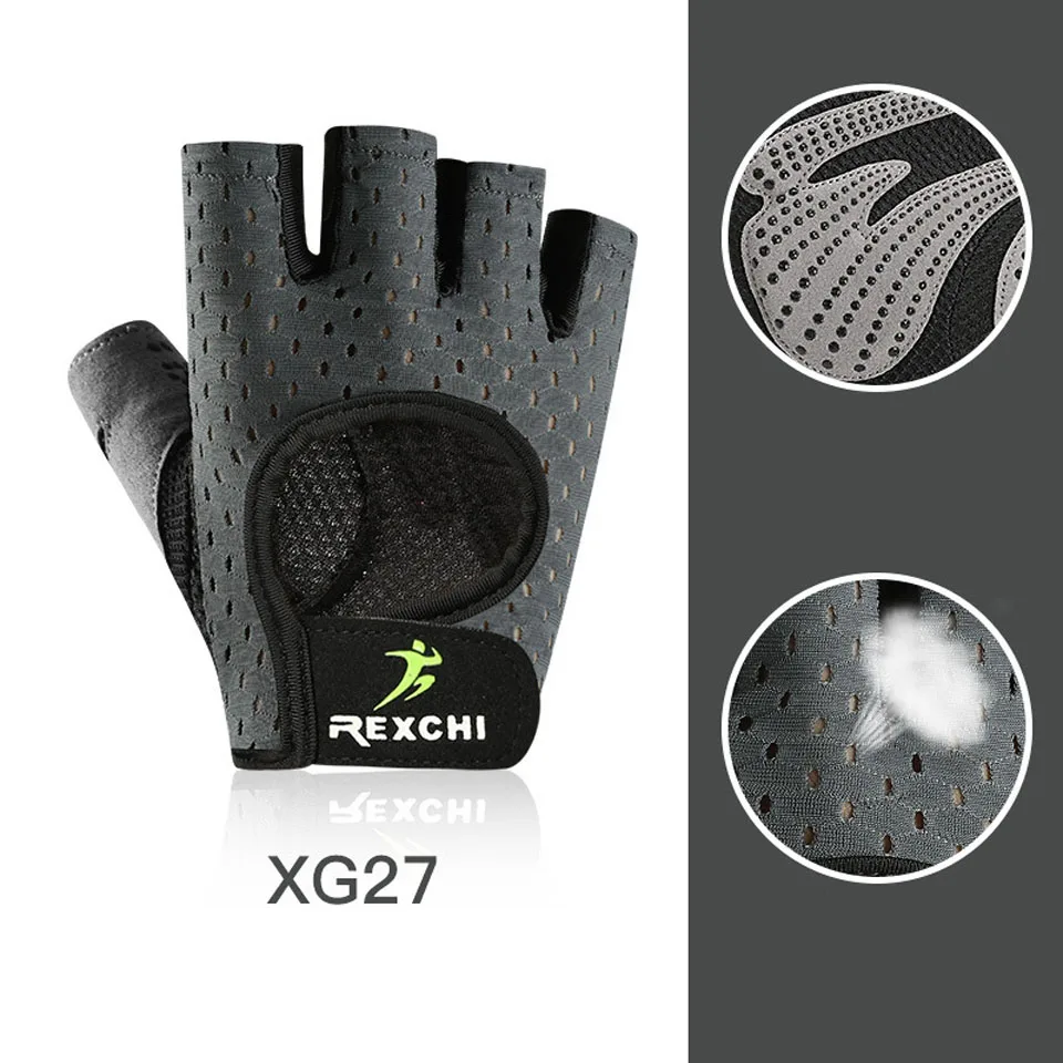 XG27 Grey Профессиональные перчатки для тренажерного зала, фитнеса, силовой атлетики, для женщин и мужчин, Кроссфит, тренировки, бодибилдинга, половина пальцев, защита рук - Цвет: XG27 Grey