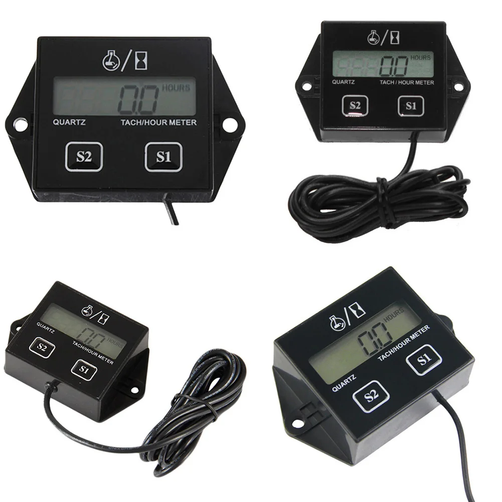Motorcycle ATV Digital Engine Hour Meter Inductive Display Tachometer Gauge