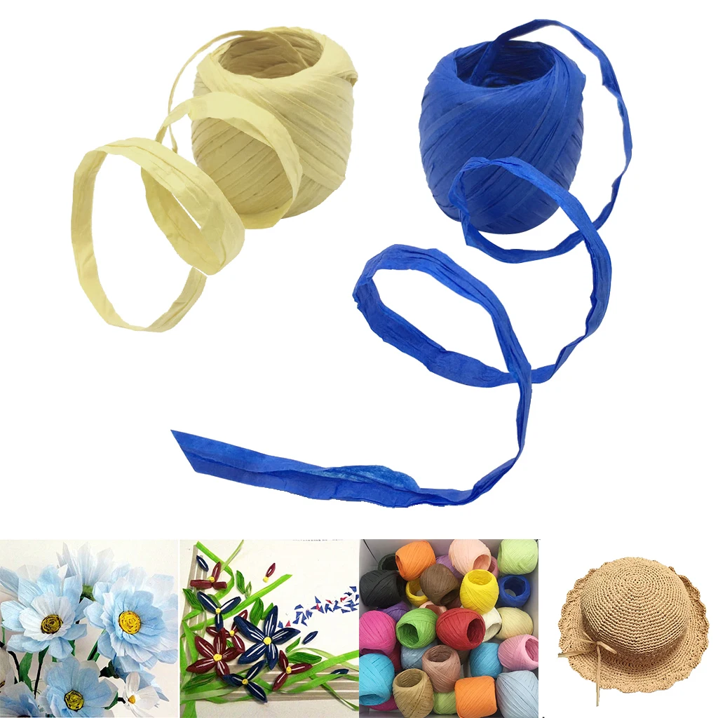 3 Rolls Raffia Paper Ribbon Packing String / Twine Wedding party Packing Ribbon 3cm Inch Wide for Gift Packing