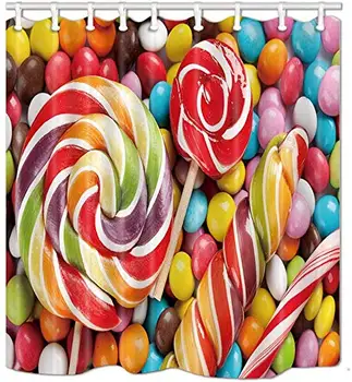 

Multicolor Candy Twist Pattern Bathroom Shower Curtain partition Curtain Decoration Home Durable Easy to Clean Waterproof Fabric