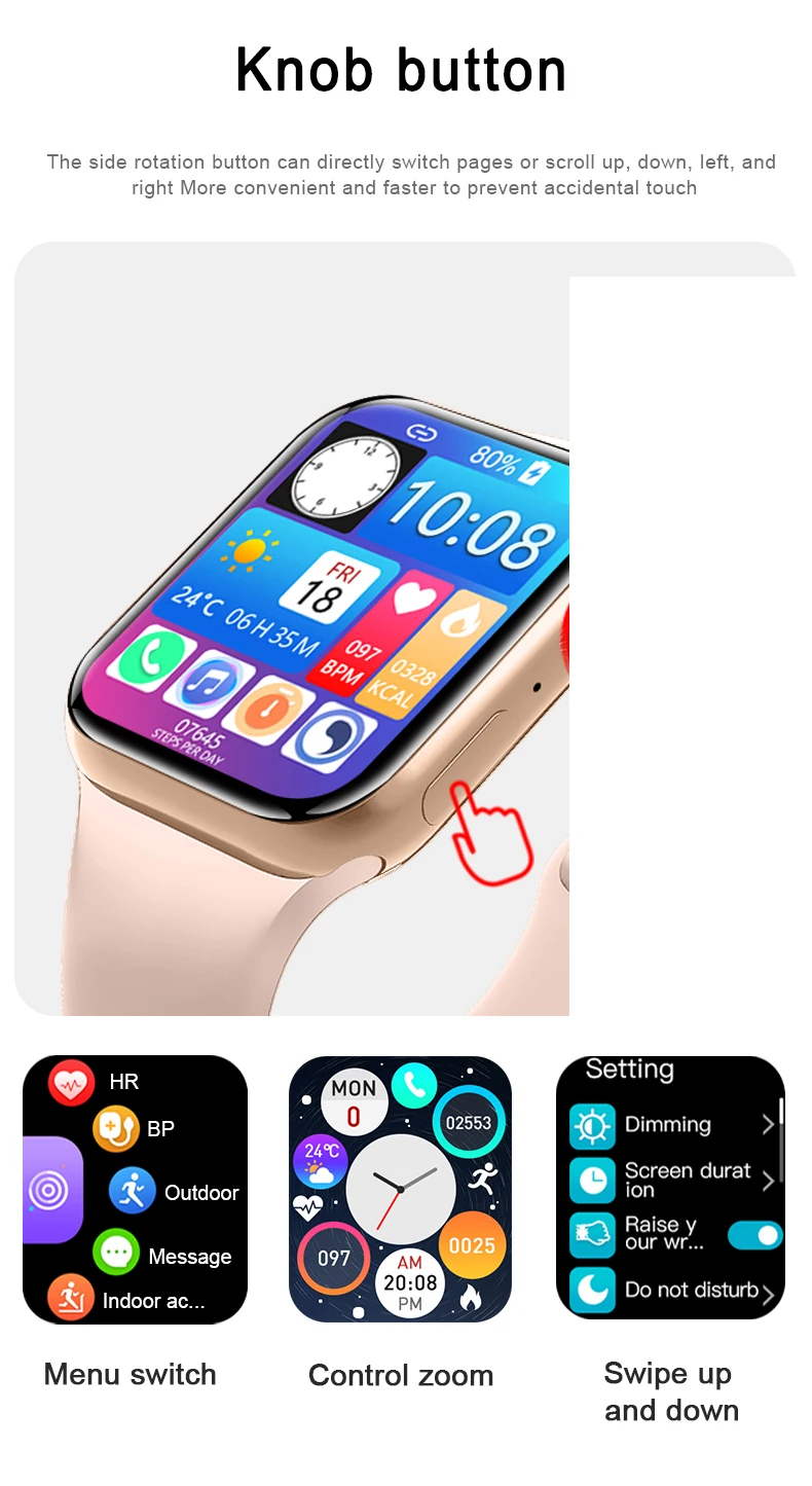 Original M36 Plus 1.8 inch Smart Watch 44MM Bluetooth Call Wireless Charging IP67 Waterproof Music Play Password Lock Smartwatch