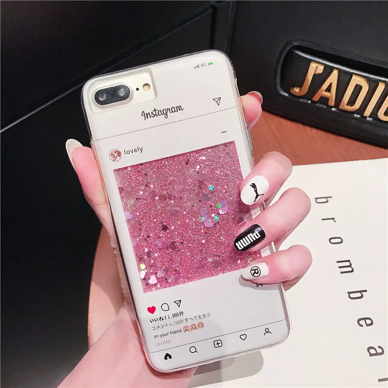 

Etui Instagram Case For iPhone XR X XS MAX 8 7 6 6s Plus Capa Glitter Quicksand Phone Cover Cases i7 Akcesoria Capinha Coque