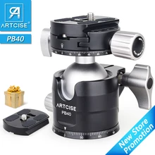 Cabeza de bola de perfil bajo, trípode giratorio de 360 grados para cámaras DSLR, PB40, doble cabezal panorámico para trípodes y monopiés