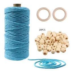 Kit de cordón de algodón duradero de 3mm, cuerda de macramé hecha a mano, bricolaje, tapiz, cuerda trenzada, hilo textil para tejer, suministros para el hogar
