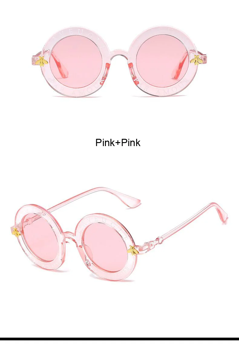 Fashion Unisex Round Retro Sunglasses Woman Vintage Glasses Circle Classic Bee Letter Sun Glasses Female Shades Visor Oculos Top