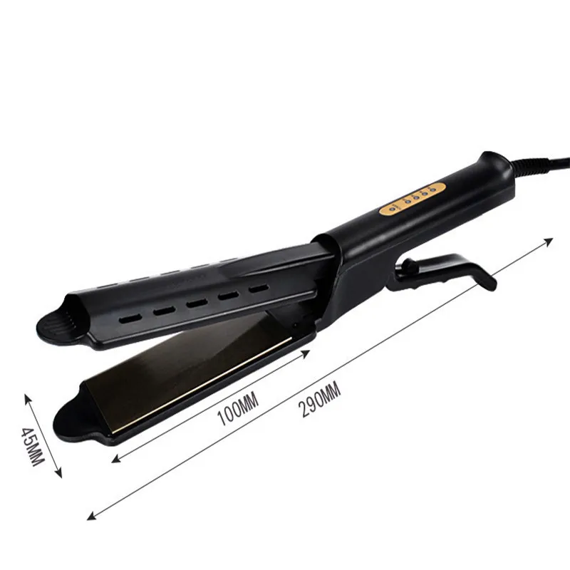 Professional Titanium Alloy Hair Straightener Wide Plate Flat Iron Temperature Adjustable with Venting Hole Straightening Iron 4
