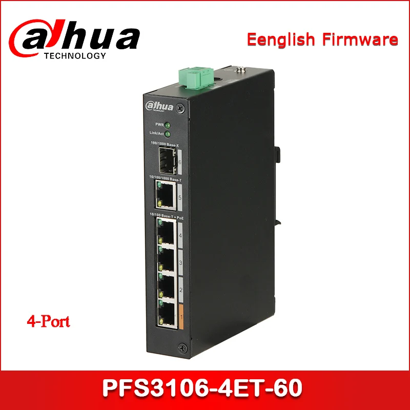 Dahua PoE коммутатор PFS3106-4ET-60 4-Порты и разъёмы коммутатор питания через ethernet(неуправляемый