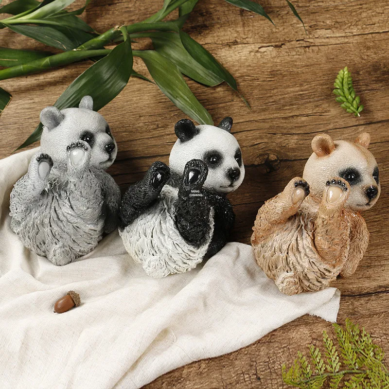 

5" Creative Feature Simulation Animal Lovely Panda Fashion Ornaments Christmas Present Resin Action Figure Toy BOX 13CM X358