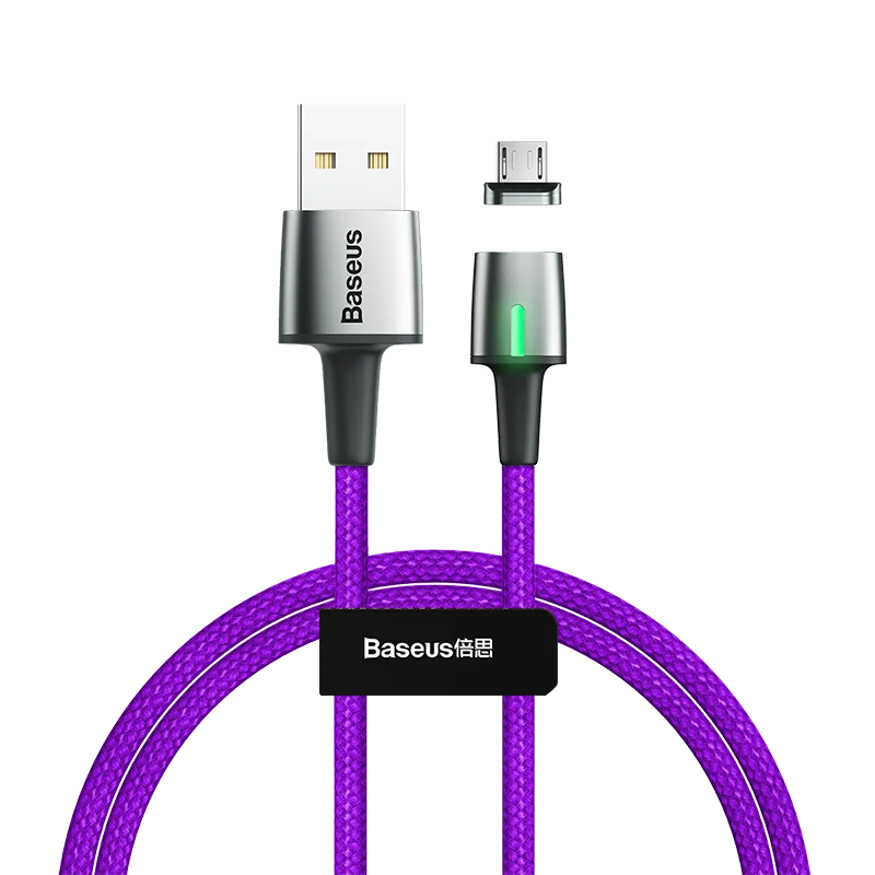 Baseus Магнитный кабель Micro USB type-C для samsung s9 iPhone Xr, магнитный usb-кабель для зарядки, адаптер для мобильного телефона, usb-кабель - Цвет: Purple Micro USB