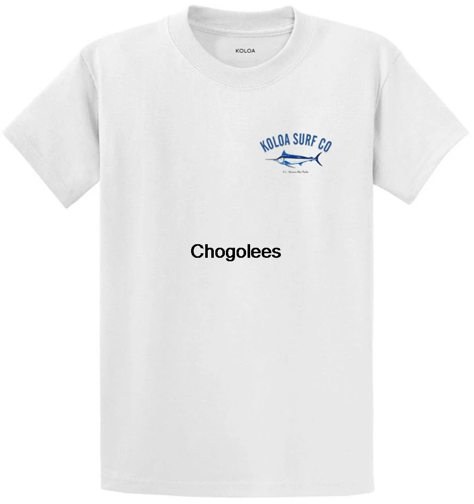 Koloa серфинг синий Марлин логотип Тяжелая хлопковая футболка Стандартный Большой