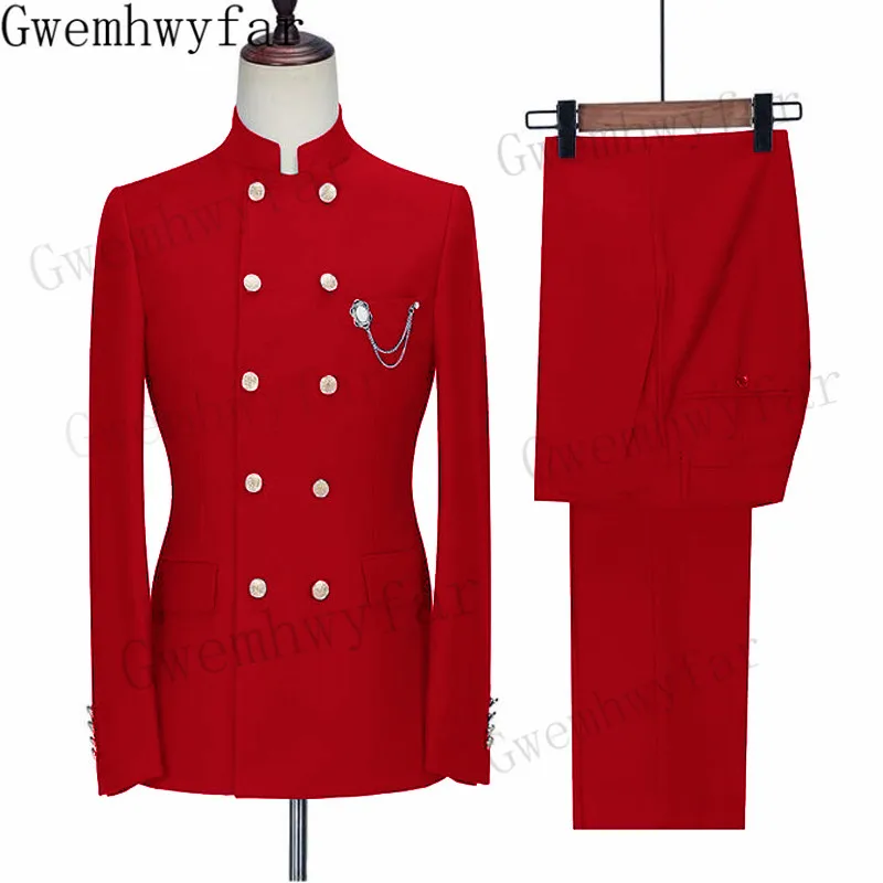 Gwenhwyfar Wedding Tuxedos Party Dinner Wear Men Suits Slim Fit Groom Groomsmen Formal Prom Party Two Pieces (Jacket Pants）