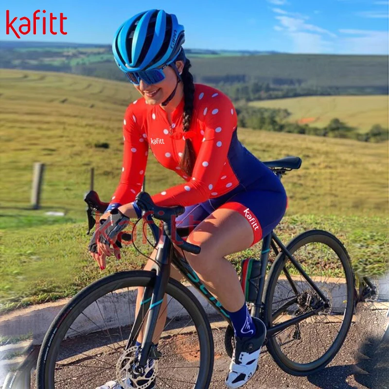 Calfette New Women's Triathlon Special Sportswear Long Sleeve Cycling Suit Sexy Tight Shirt Cycling Suit GO Black Jumpsuit 3