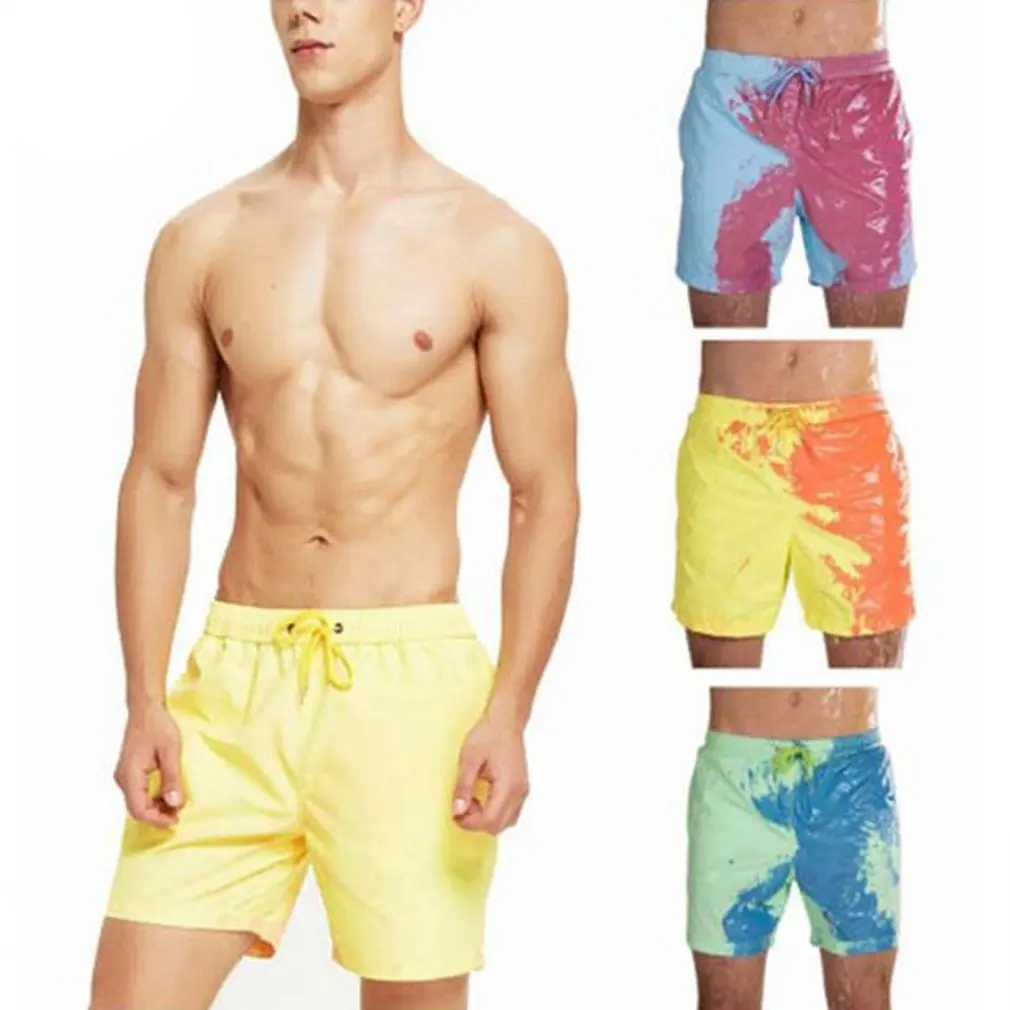 

New Summer Discoloration Men Swimming Trunks Swimwear Change Color Beach Shorts Swimsuit Quick Dry Bathing Shorts Beach Pant Hot
