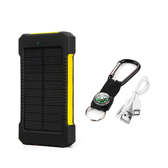 portable cell phone charger Top Solar Power Bank 5000mAh Waterproof Case Kits Dual USB Smartphone Battery Charger External Box Flashlight Powerbank for i13 wireless power bank Power Bank