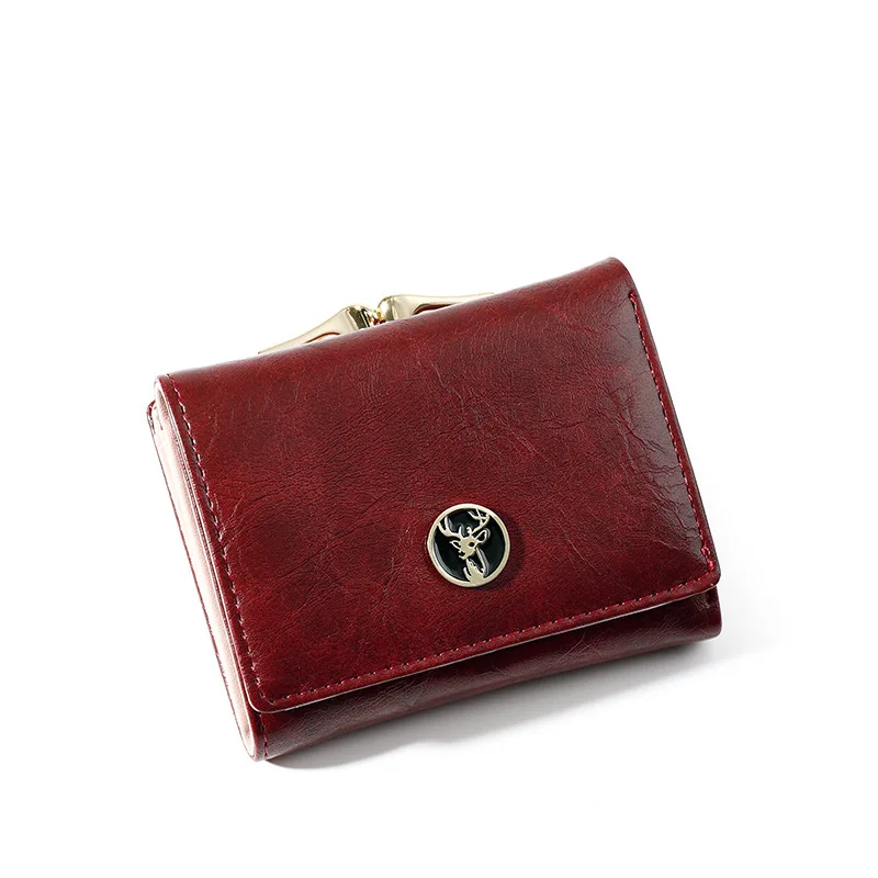

Luxury Women Clutch Pu Leather Card Wallet Case Vintage Short Purses Lady Buckle Short Clutch Wallet Small Wallet Female Purse