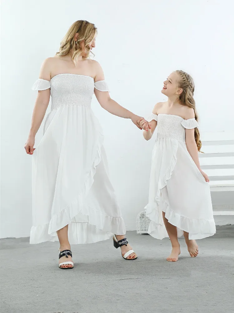 Matching Dress Daughter Mommy Off-Shoulder Me And Summer Ruffle