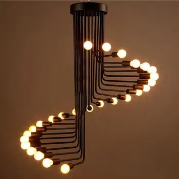 

American Retro Loft Industrial Style Creative Chandelier Spiral Iron Chandelier For Cafe Restaurant Bar Table