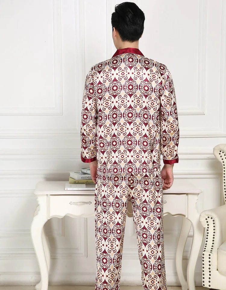Mens Designer Pajamas for Men Nightwear Long Sleeve Sleep Tops Trousers Thin Ice Silk Pajamas Men Sleepwear Set Pijama Set